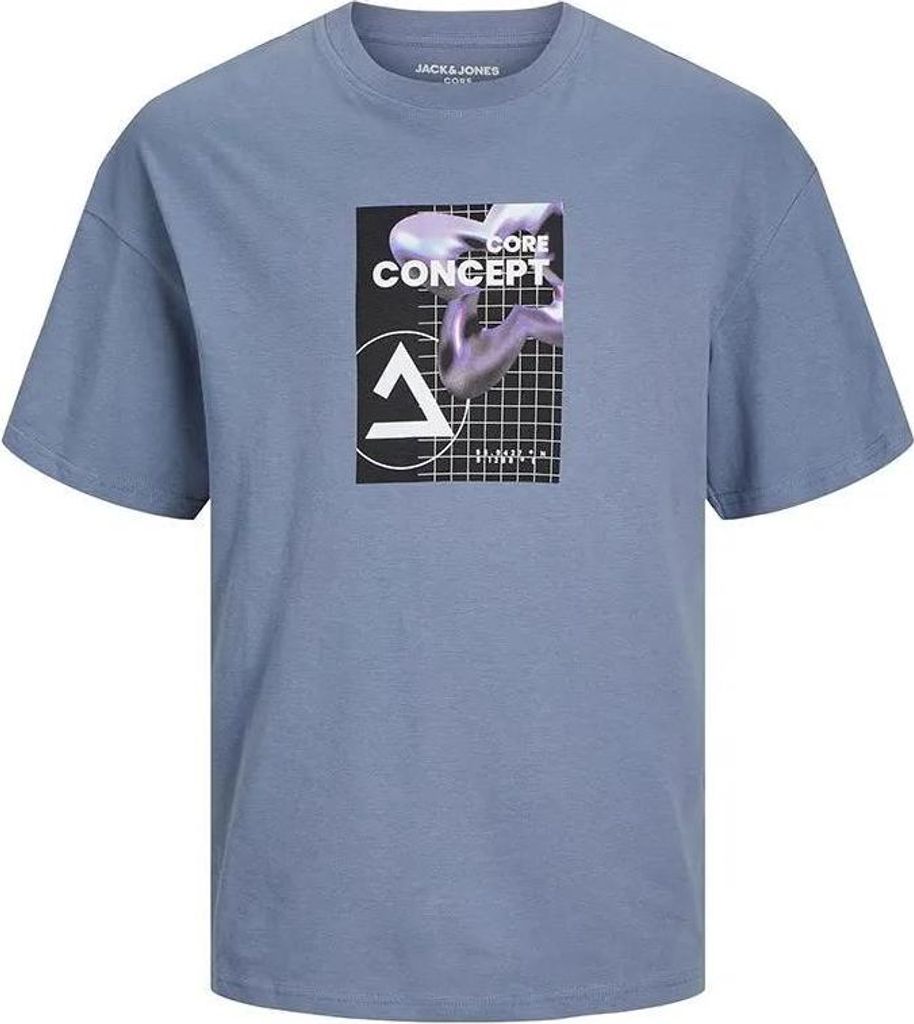 Jack & Jones Flower Text Gc Kurzarm-t-shirt Blau XL Herren Blau XL