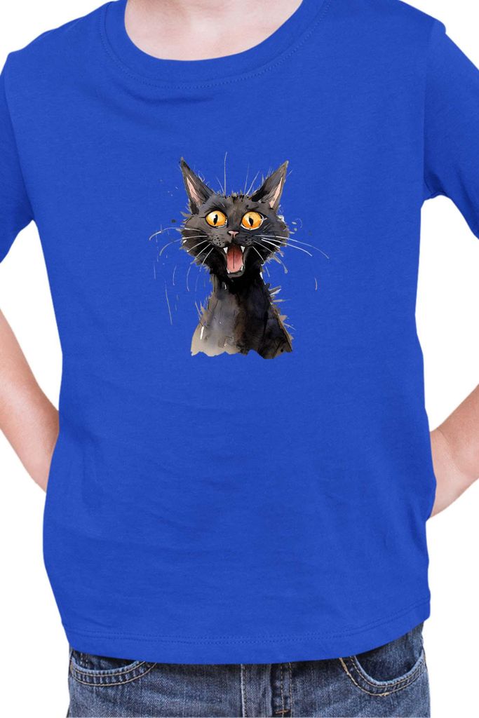 Kinder T-Shirt Funny Cats Breeds Mandalay Cat 024, 7-8 Jahr - 128 / Blau
