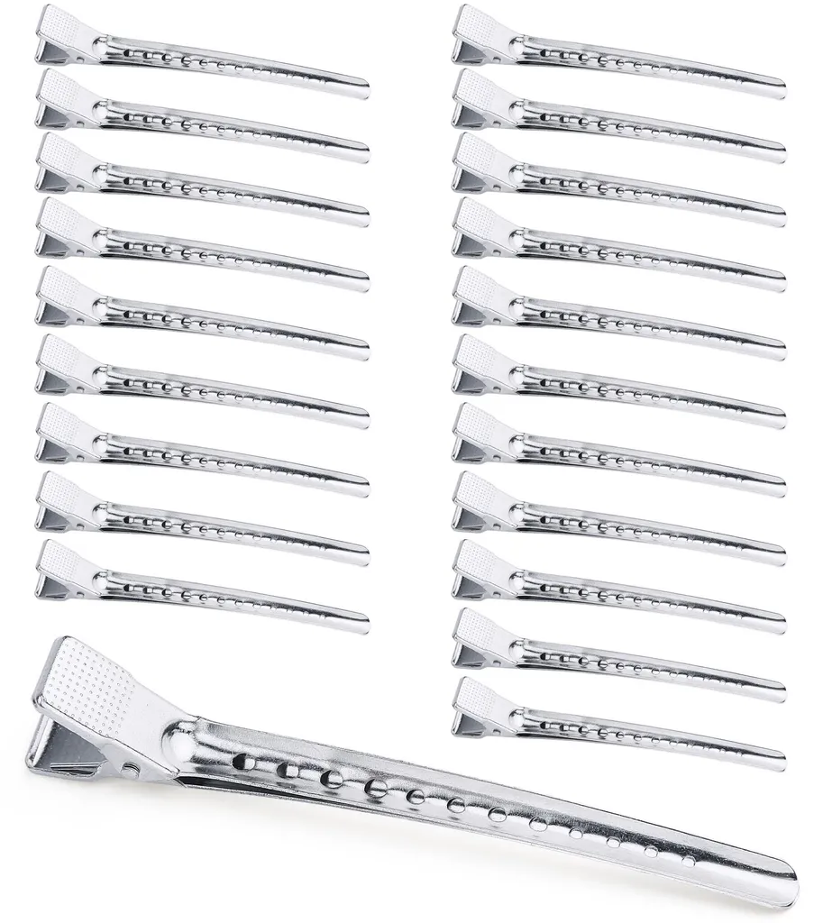 Pinces à cheveux anti-glisse 10,5 cm métal argenté pour cheveux épais