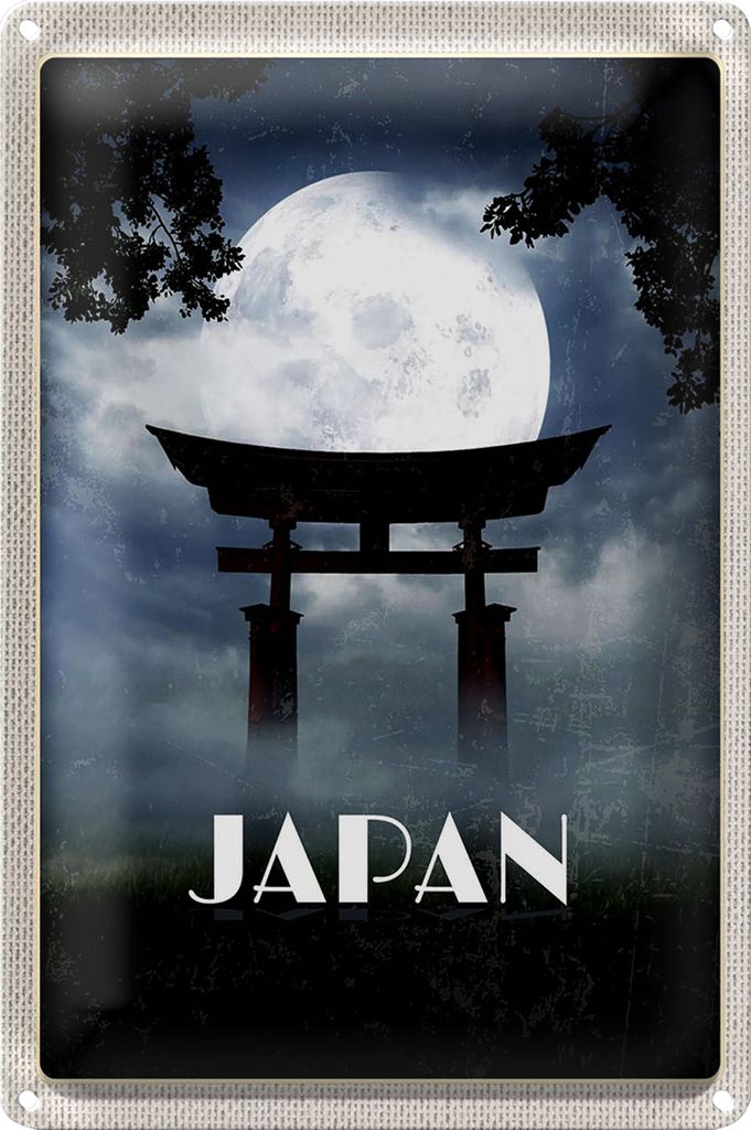 Blechschild Reise 20x30cm Japan Shinto Miyajima Kuktur Religion