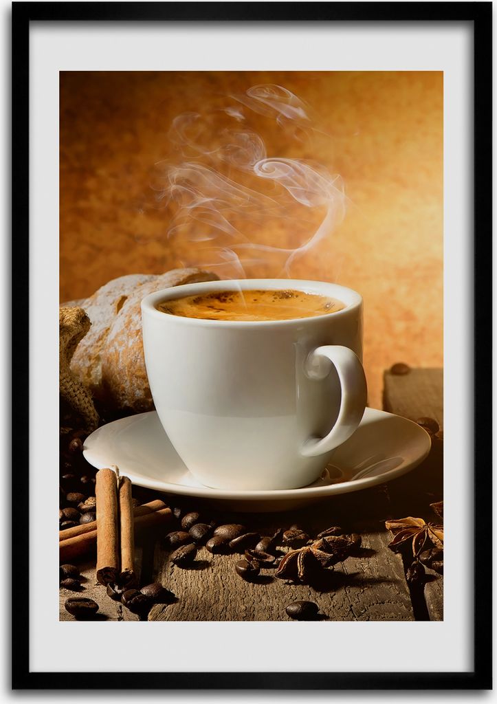 Bild - Bilderrahmen - 50 cm x 70 cm - MDF - Rahmen - Wandkunst Eine Tasse Kaffee