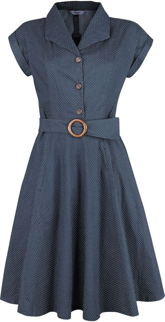 Banned Retro Mittellanges Kleid Damen Spot Perfection Fit & Flare Dress navy XXL