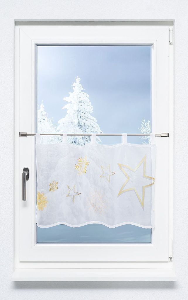 Scheibengardine von LYSEL - Weihnachtssterne (Bx H) 120cm * 45cm gelb/goldgelb
