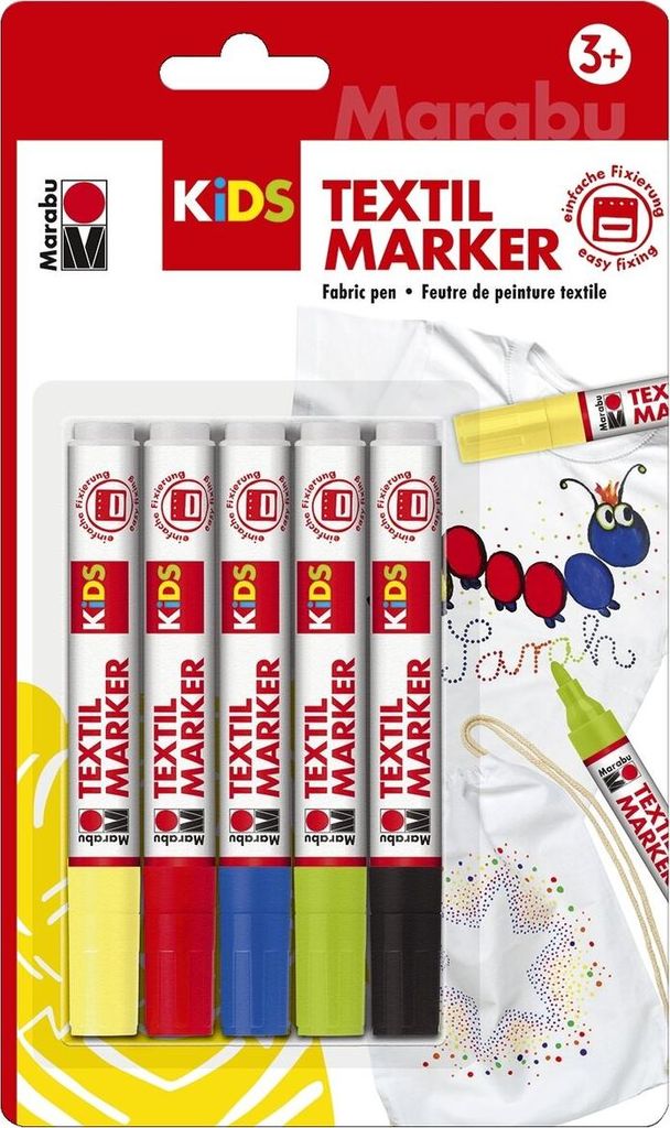 Stoffmalstift Kids Set - 5 Stück sortiert. Packung mit 5 Stück