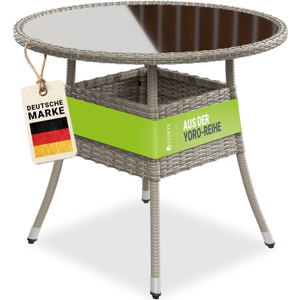 Juskys Polyrattan Gartentisch Yoro rund - wetterfest Ø 80 Produktbild 
