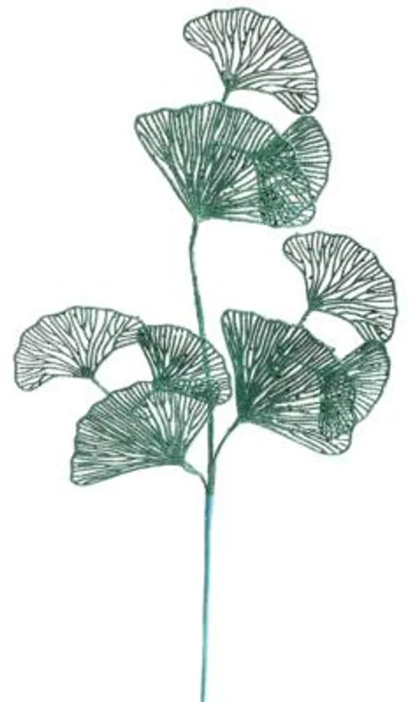 Tige de Ginkgo artificielle 70 cm vert pailleté - Feuillage décoratif