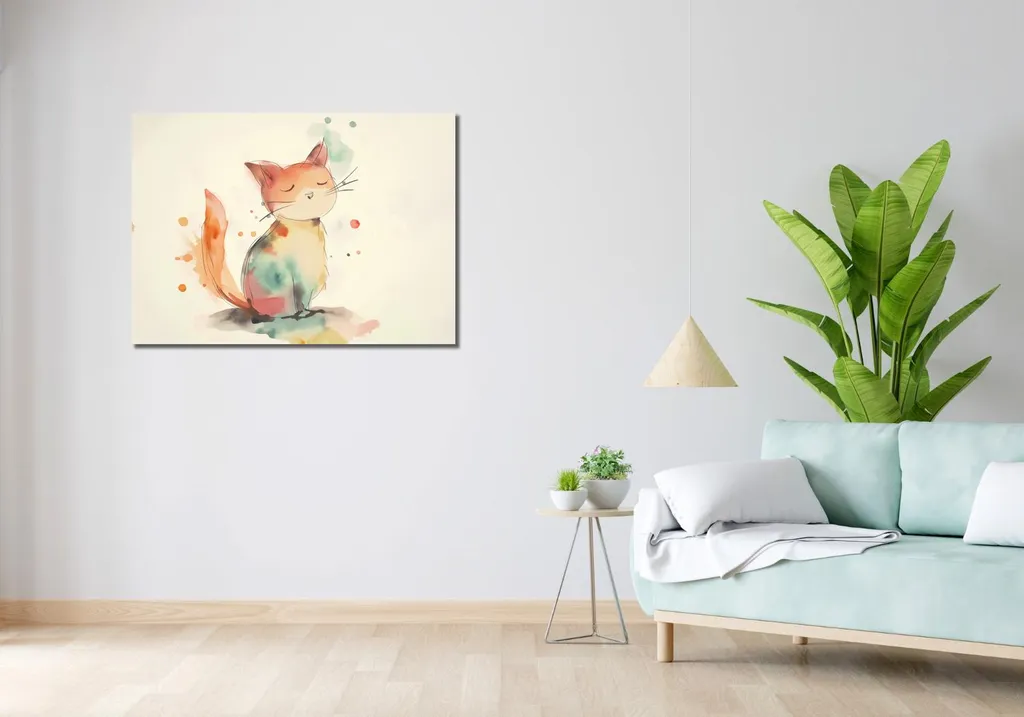 Tableau Chat Réflexions 100x70 cm - Impression HD sur Toile Canvas