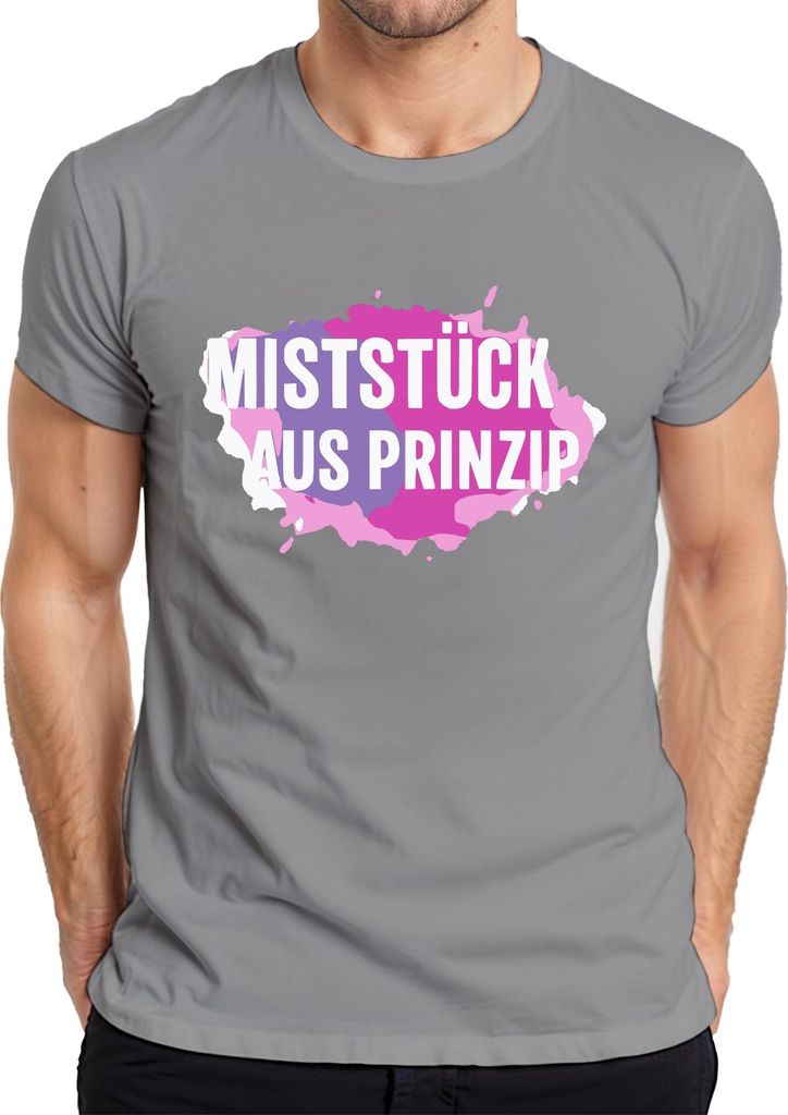 Miststück aus Prinzip Spruch Sarkastisch Pink Lila Geschenk Cool Herren T-Shirt, Grau, XXL