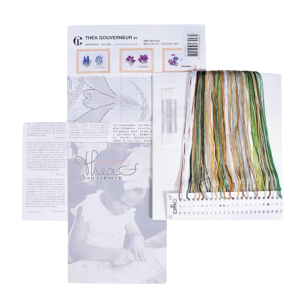 Thea Gouverneur Snowdrop Panel Kit - Ricamo Punto Croce Evenweave - 4