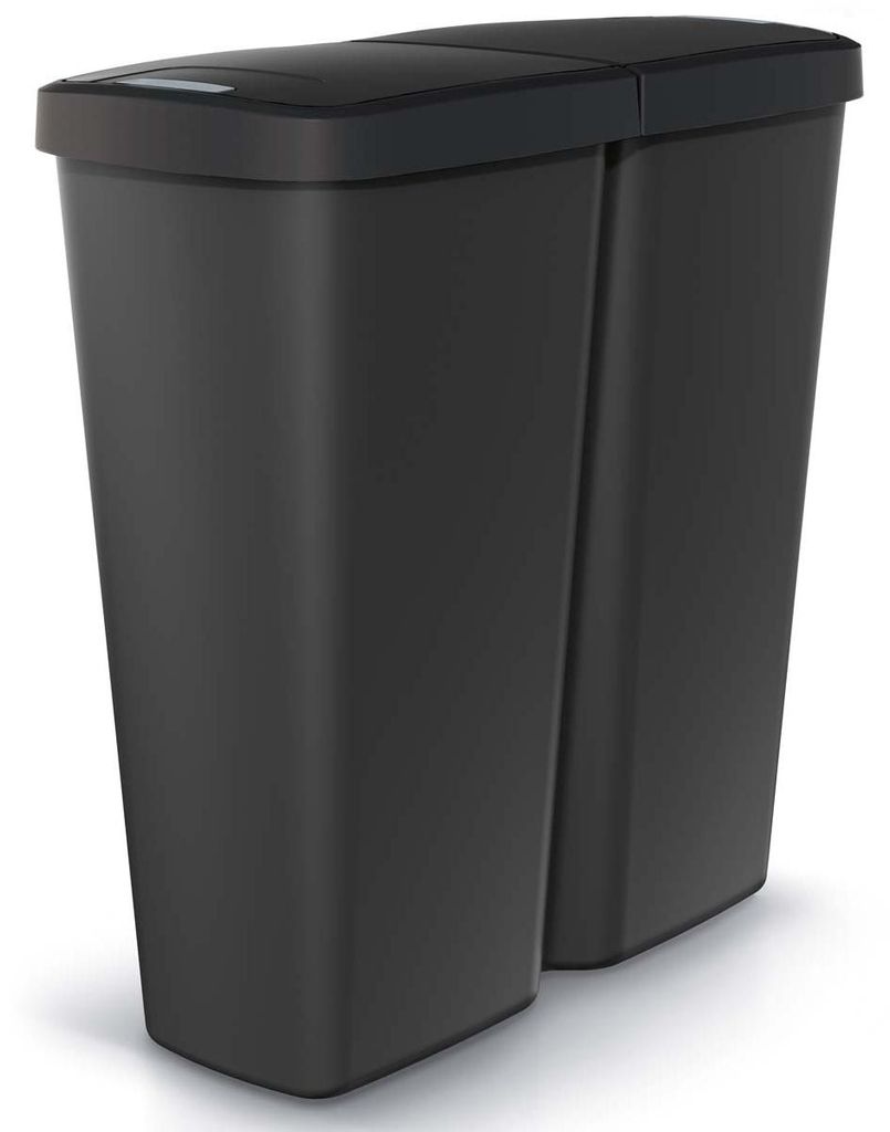 MONZANA® Mülleimer Küche 50L 2 Fächer mit Deckel Druckknopf Produktbild 