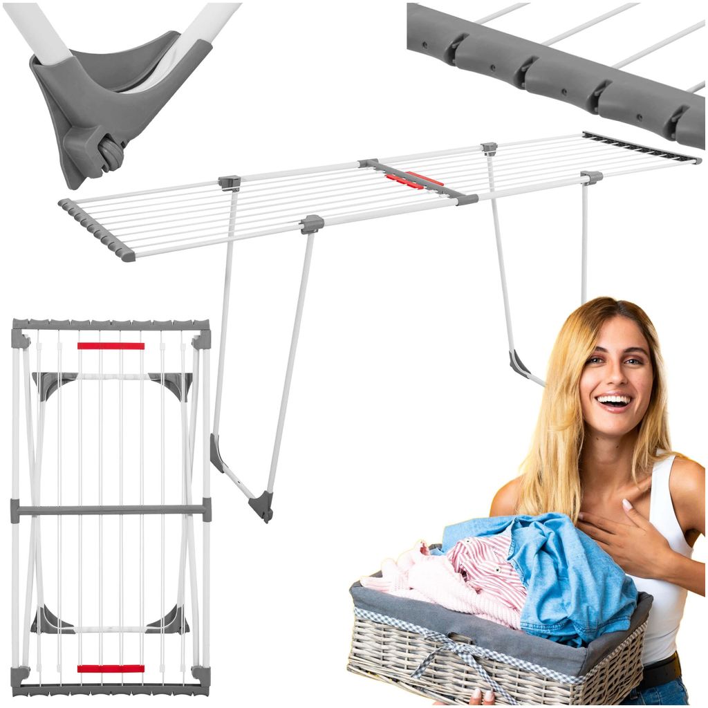 Springos Wäscheständer teleskopisch klappbar 20 m Trockenlänge 20 kg Belastung mit Rollen platzsparend stabil für innen und außen