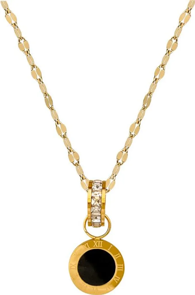 Collier en acier chirurgical doré avec pendentif œil porte-bonheur