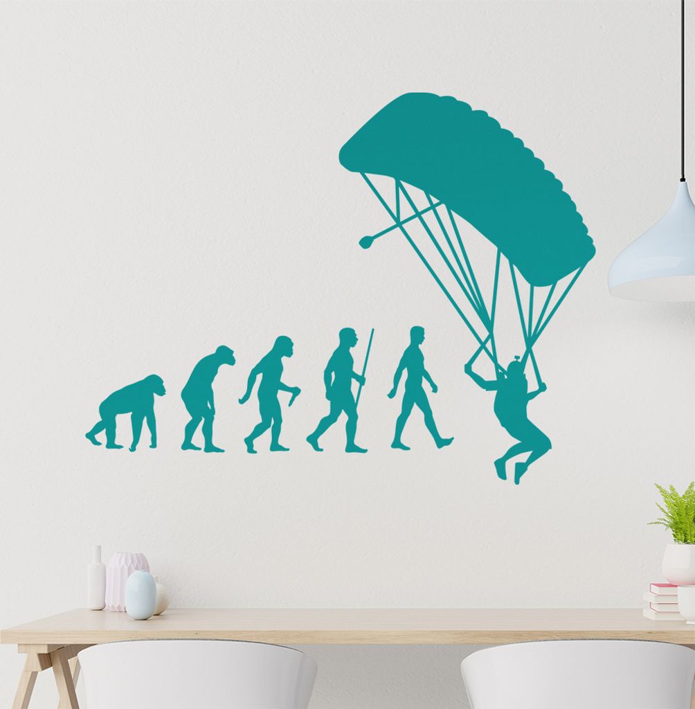 Gleitschirmfliegen Evolution Wandtattoo Wandaufkleber Wall Sticker - Dekoration, Küche, Wohnzimmer, Schlafzimmer, Badezimmer