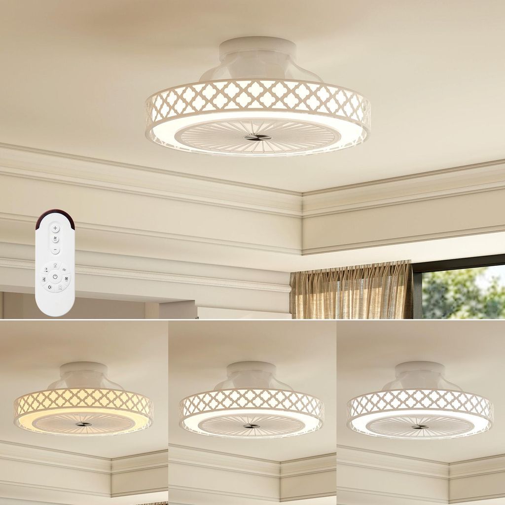 Ventilatore 7 Pale IP44 Ventilatore Da Soffitto Con LED Dimmabile - Diametro 50cm, Telecomando, 7 Pale, Reversibile, Classe A, Perfetto Per Casa Ventilatore 50cm 7 Pale
