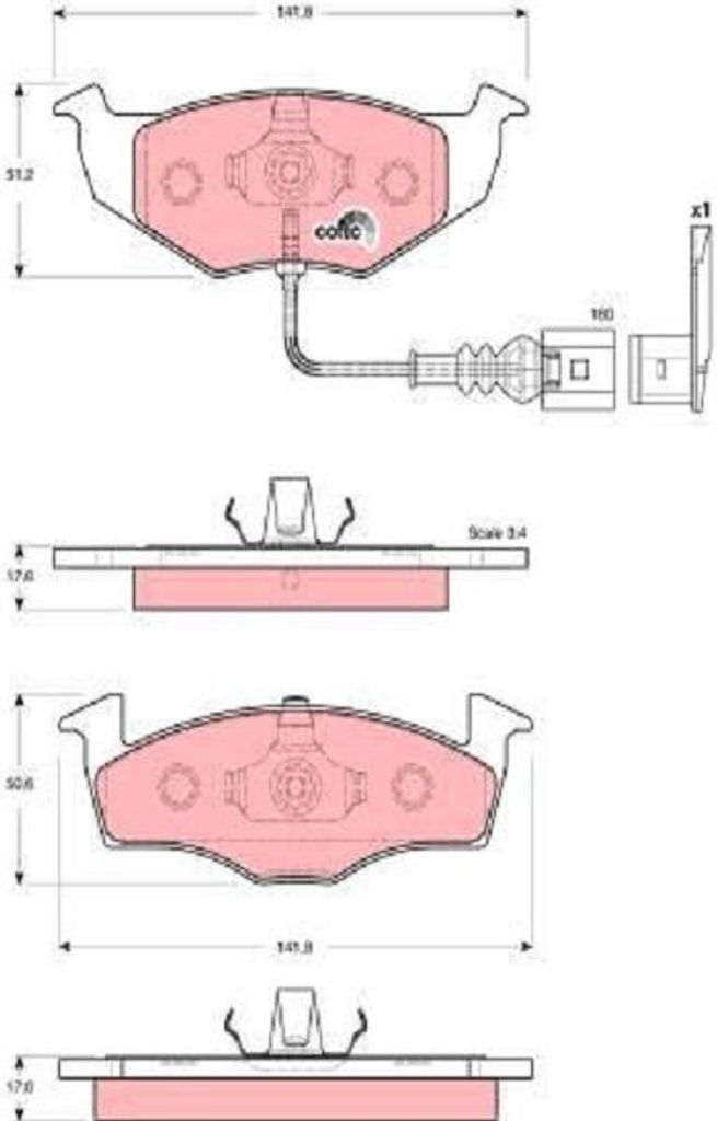 Trw Bremsbelagsatz, Scheibenbremse Vorderachse GDB1586
