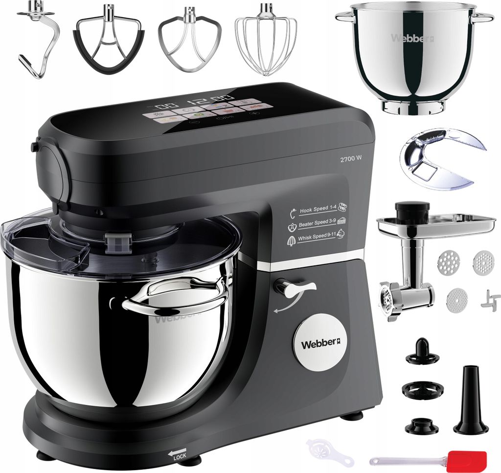 Planetenküchenmaschine Webber SM17 2700 W, 7-Liter-Schüssel, Multifunktionsmixer