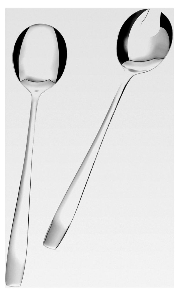 Salatbesteckset, 2-teilig, poliert, spülmaschinengeeignet, aus Edelstahl 18/0, Servierlöffel im zeitlosen Design, Serie Königstein