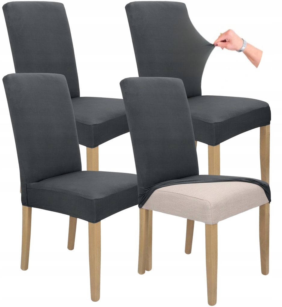 Stuhlhusse 4er Pack - Dunkelgrau - Universal - Stretch - Produktbild 