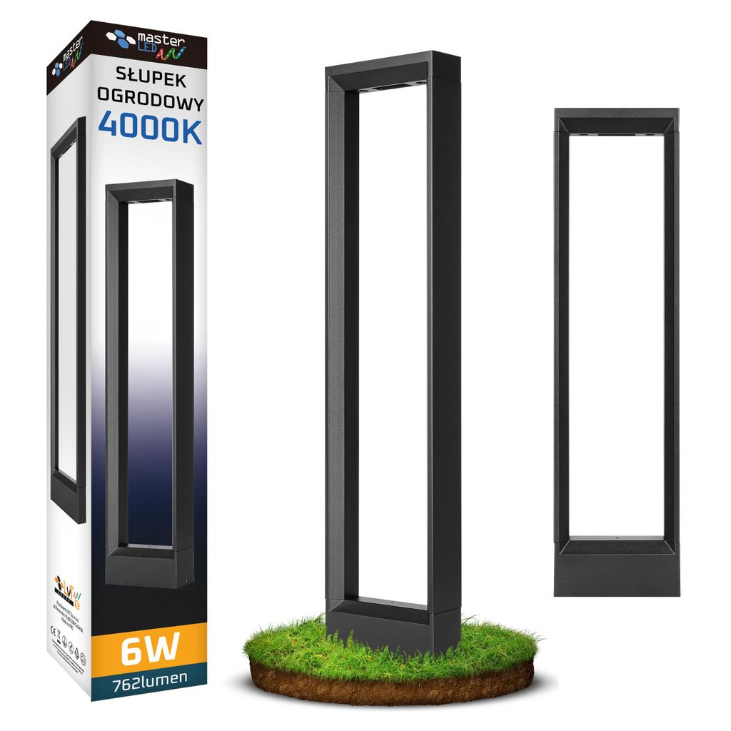 MasterLED Außenleuchte 50 cm Pollerleuchte Schwarz 6W 4000K Produktbild 