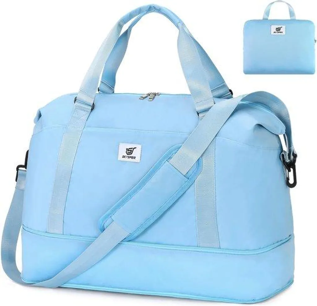 Grande valise étanche bleue à roulettes pour voyage et sport 80L