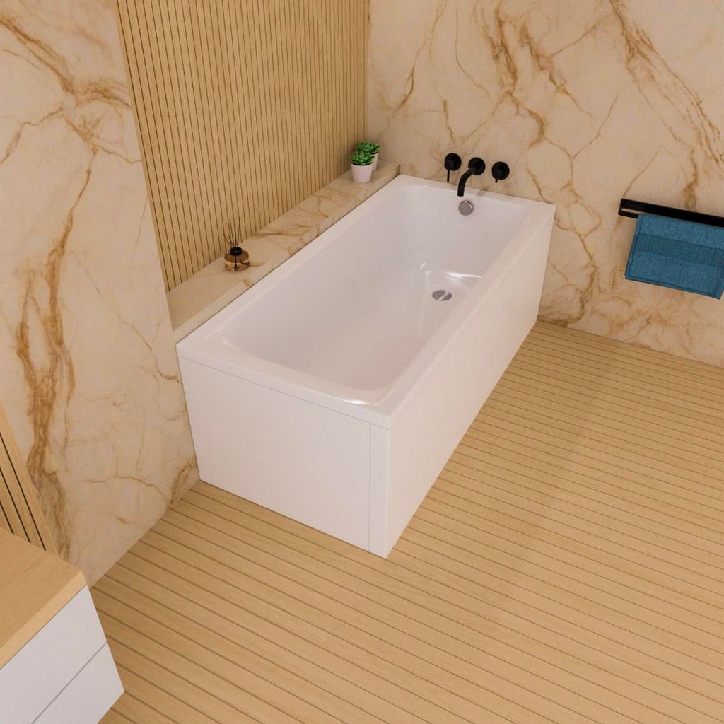 ECOLAM Badewanne Rechteckbadewanne 170x75 cm Basic Acrylwanne + Schürze Füße Ablauf Wanne