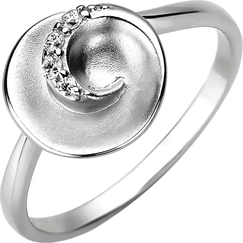 Ring aus 925 Silber teilmattiert mit 4 Zirkonia Silberring Fingerring Damen Innenumfang 54mm Ø17.2mm