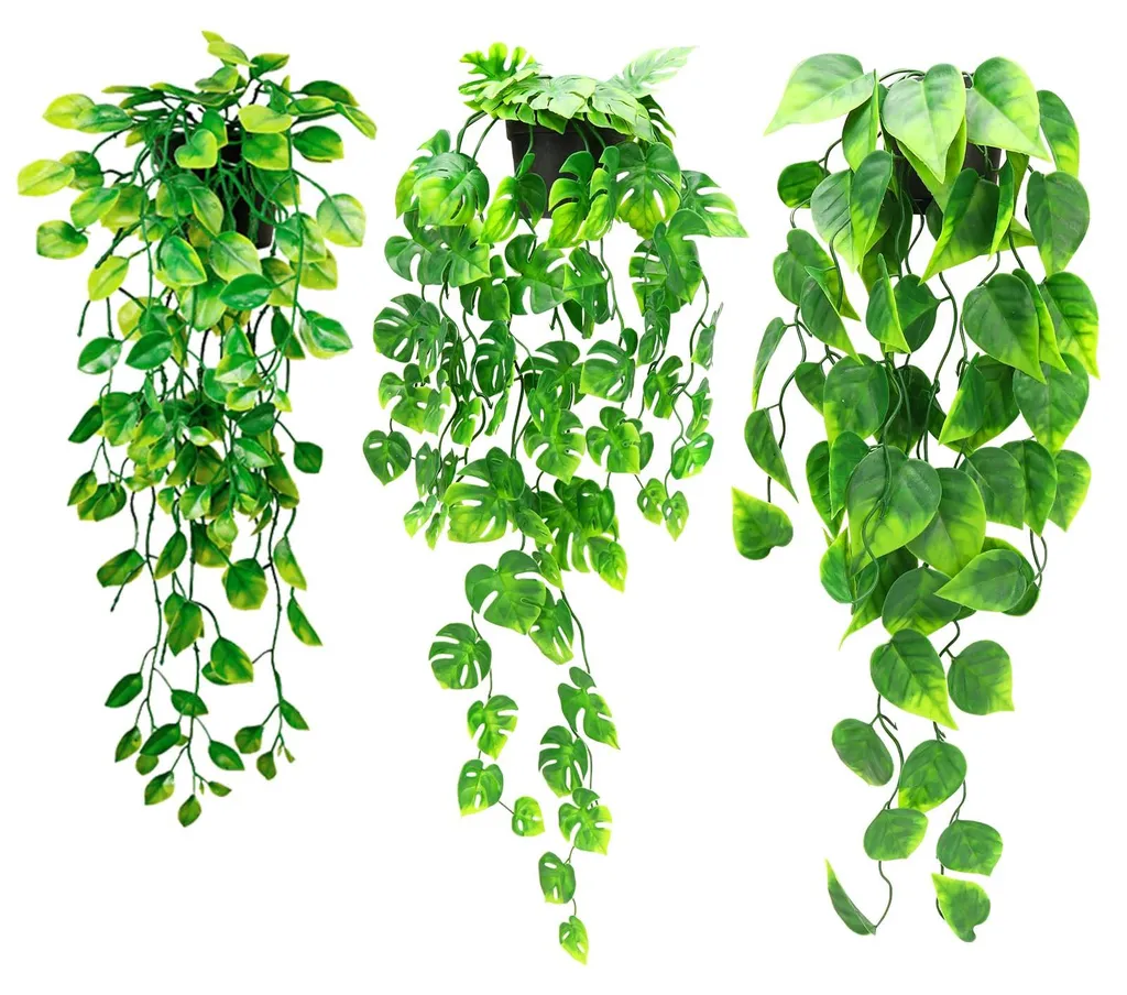 Plante retombante artificielle en pot pour décoration murale, 3 pcs
