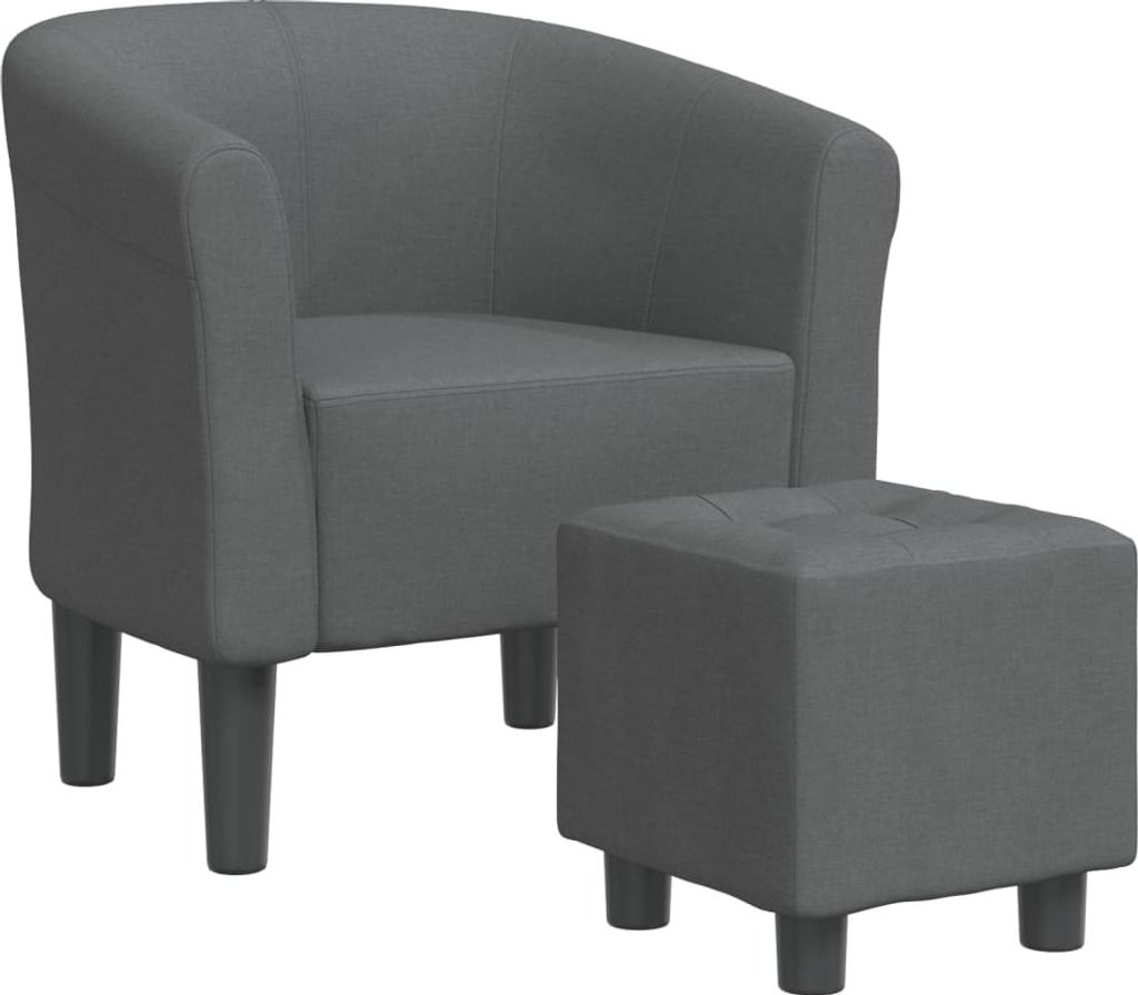 vidaXL Clubsessel mit Fußhocker Dunkelgrau Stoff Produktbild 