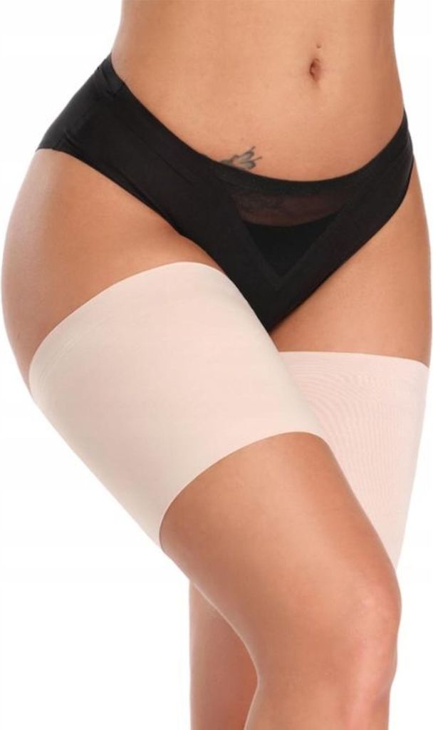 Oberschenkelbänder - Band Gegen Scheuerstellen an den Oberschenkeln - Selbsttragend, glatt - Band in Übergröße - Beige - 5/6