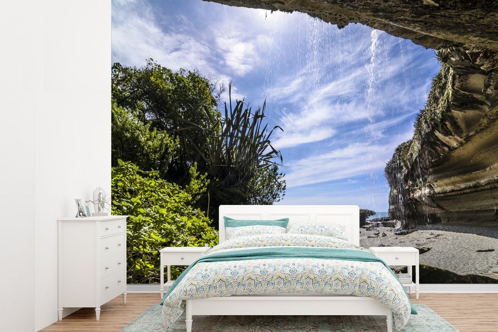 MuchoWow Fototapete für Wohnzimmer oder Schlafzimmer Wandtapete Vinyl Motivtapete Wasserfall im Paparoa-Nationalpark auf der SüSteckanschlussl ...