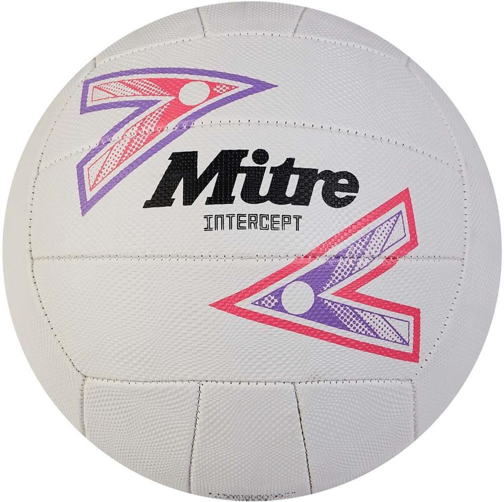 Mitre Netball Intercept weiß-lila-rosa Größe 4 langlebig Grip