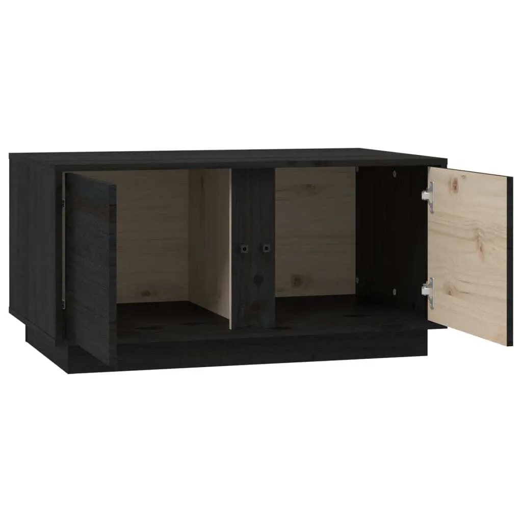 Tavolino da Caffè Nero 80x50x40 cm Legno Pino Massiccio Design - 9
