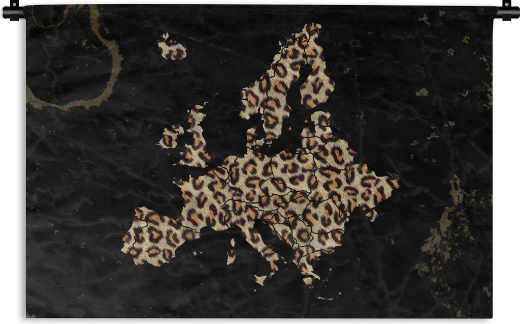 MuchoWow Wandteppich Wandbehang Karte - Europa - Pantherdruck 60x40 cm Tapisserie Dekoration Wandtuch - Wanddekorationen