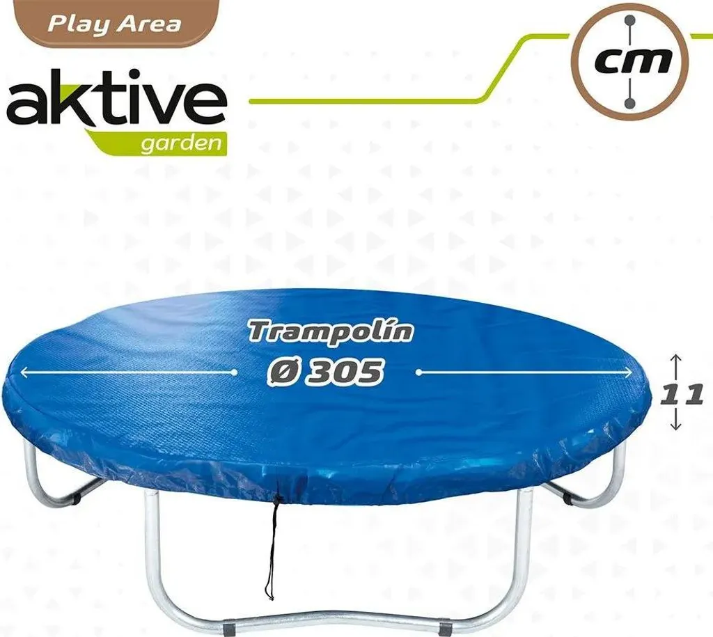 Bâche trampoline contre l'eau et le soleil bleu protection UV intégrale - 6