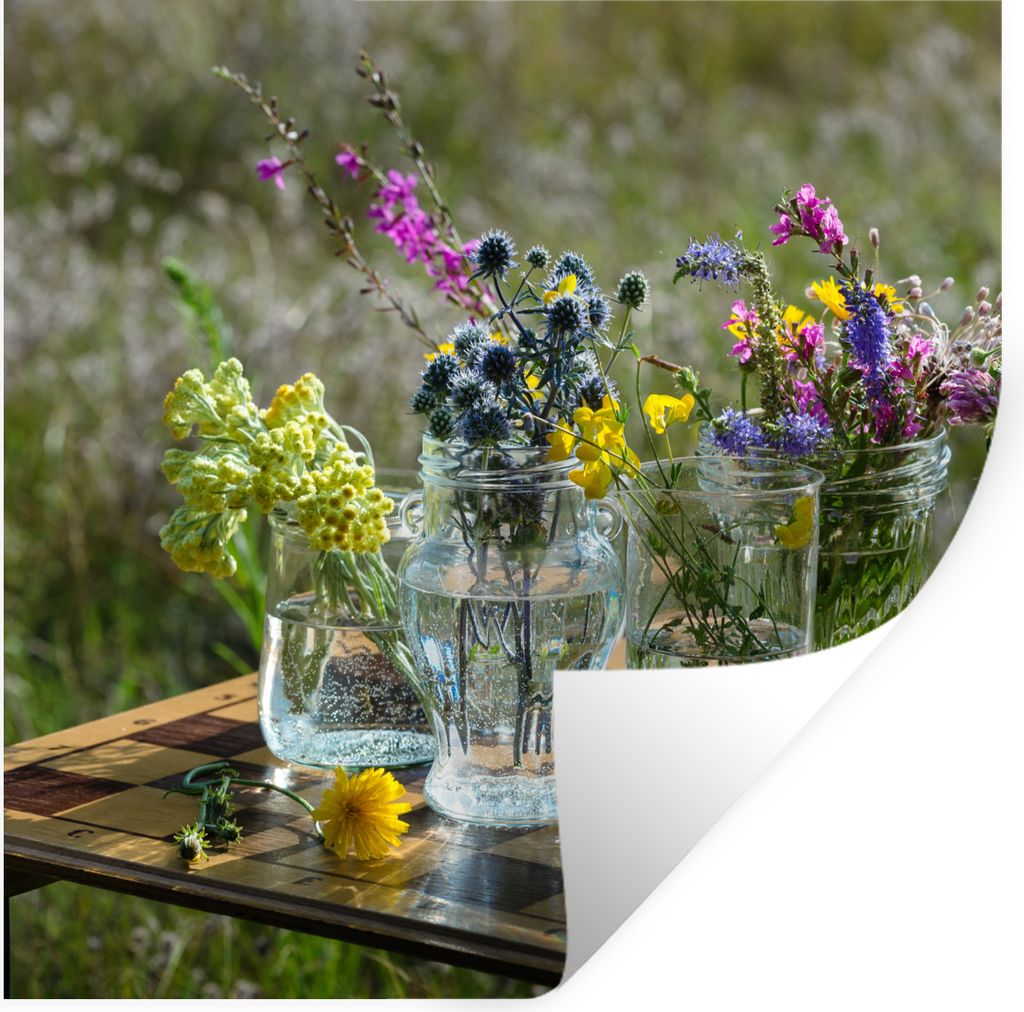 MuchoWow Wandtattoo Wandsticker Wandaufkleber Vase - Blumen - Farben 80x80 cm Selbstklebend und Repositionierbar - Wierderverwendbar - Selbstklebend