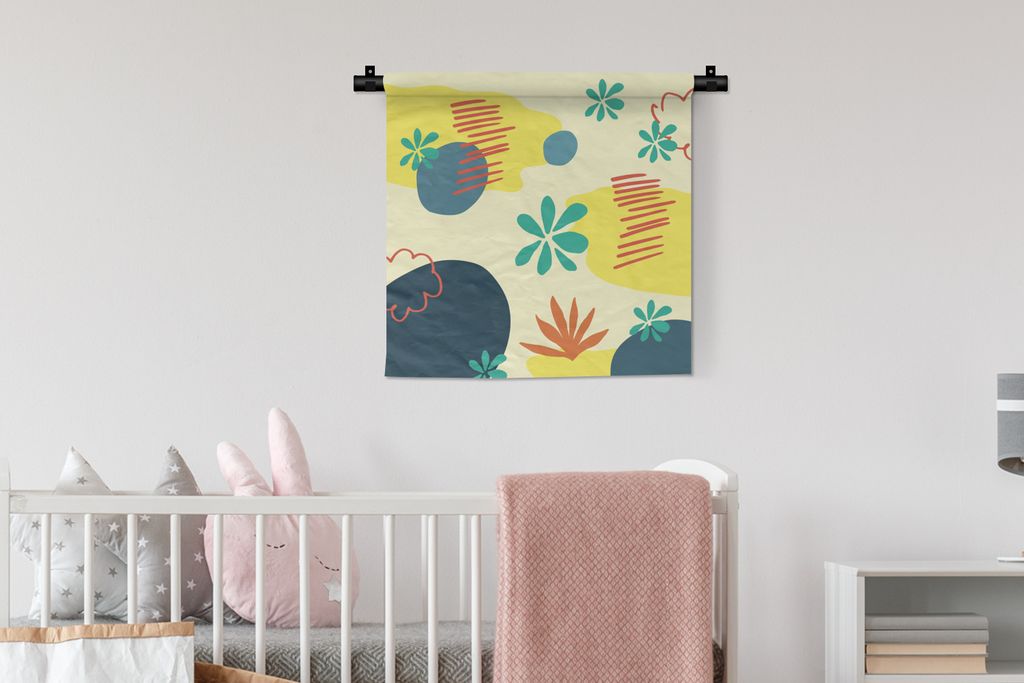 MuchoWow Wandteppich Wandbehang Sommer - Flecken - Formen - Pastell 60x60 cm Tapisserie Dekoration Wandtuch - Dekorationen - Wand Decke