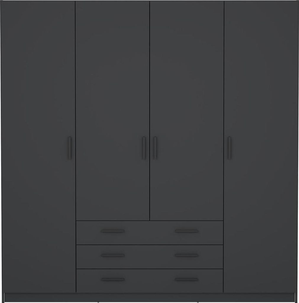 Spell Kleiderschrank B183 cm 4 Türen und 3 Schubladen matt Produktbild 