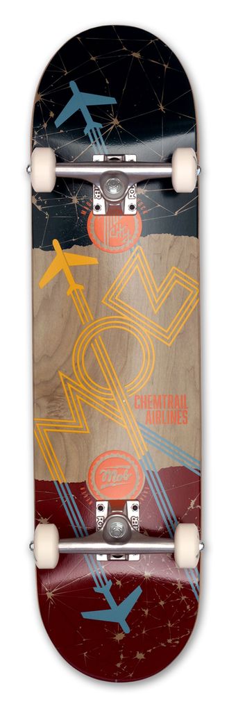 MOB Skateboard Airlines 8.125 Complete - Komplettboard 32 x 8.125 Zoll - Holzboard aus Ahornholz - fertig montiert - Skateboard Flugzeuge Chemtrails