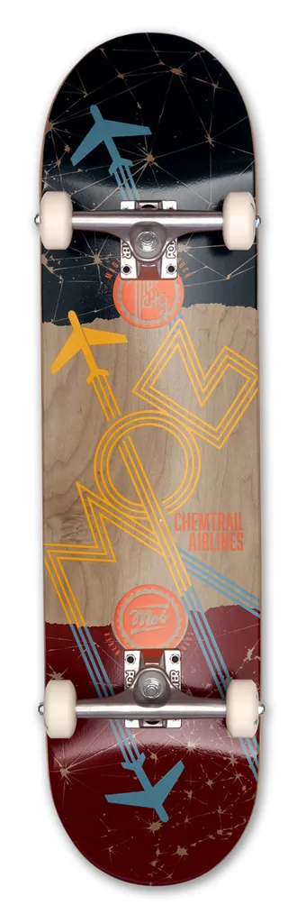 Skateboard 32 x 8.125 pouces MOB Airlines Erable avec Design Chemtrails