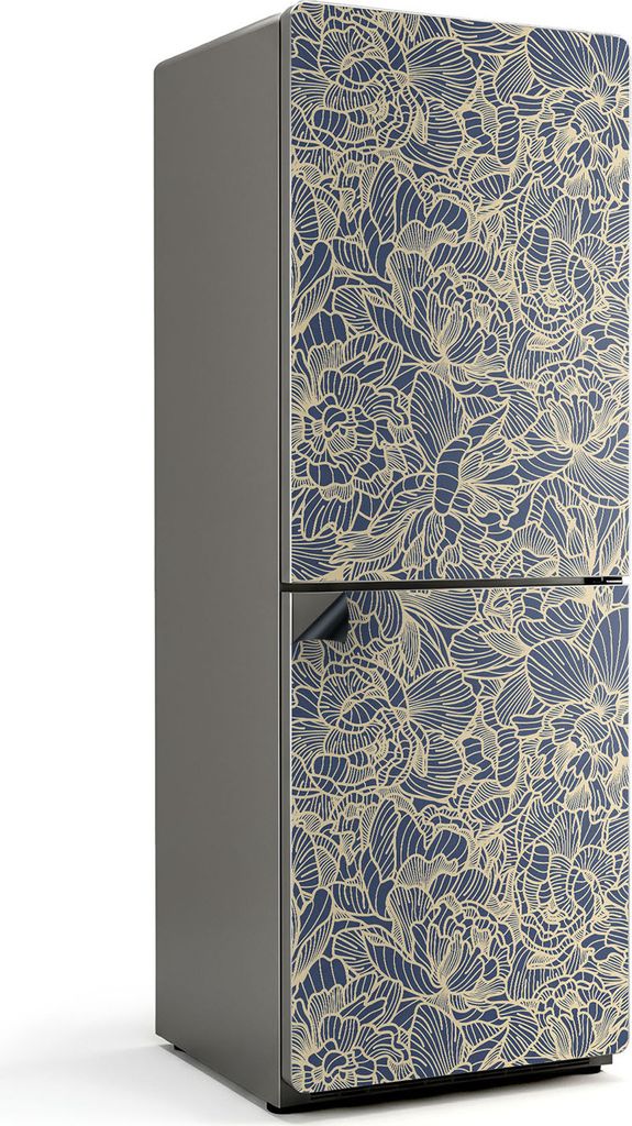 Florales Linienmuster – Magnetische Kühlschrank Abdeckung – Dekorfolie magnetisch Küche – Kühlschrank Magnet Deko – selbstklebende Magne...
