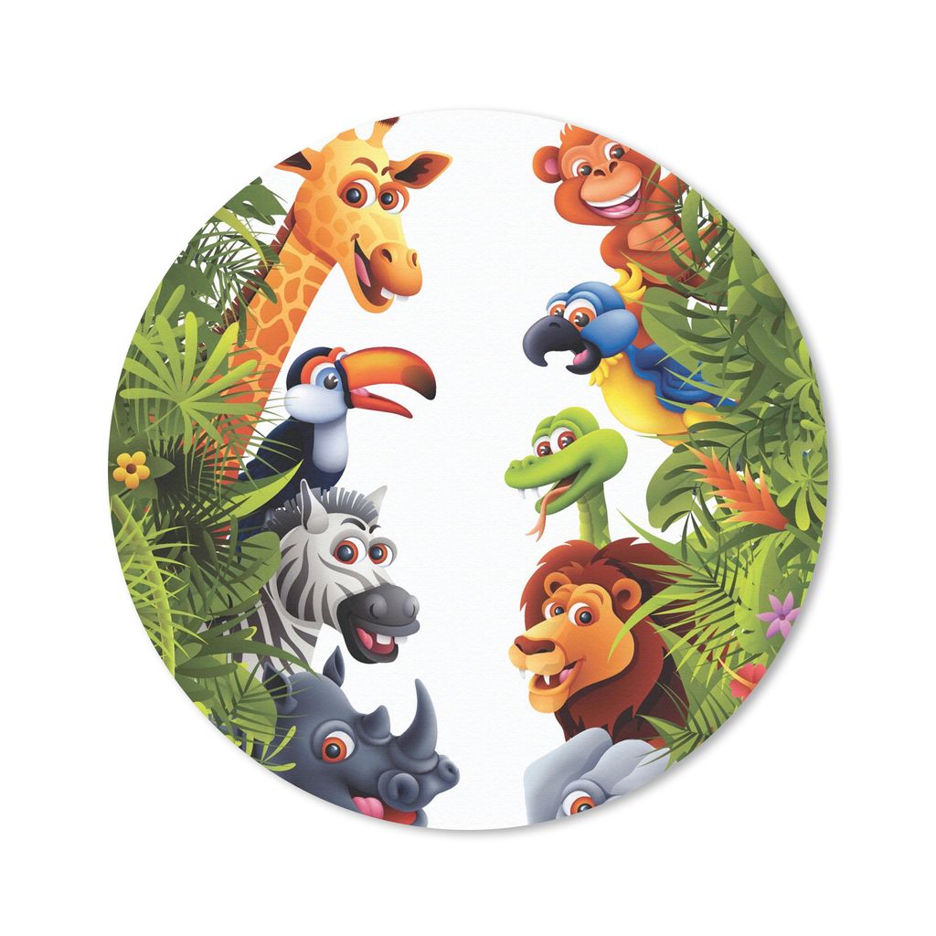 MuchoWow Mauspad Mousepad Dschungel - Tiere - Jungen - Mädchen - Giraffe - Elefant - Kinder 20x20 cm - Mousepads - Maus Mat - Pad - Mausunterlag...