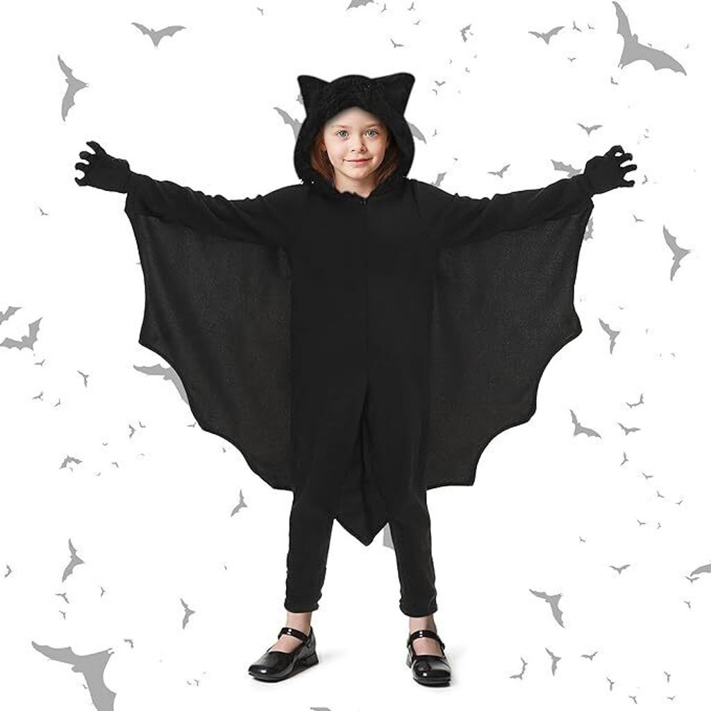 Fledermaus Kostüm Kinder, Fledermaus Cape mit Handschuhe, Produktbild 