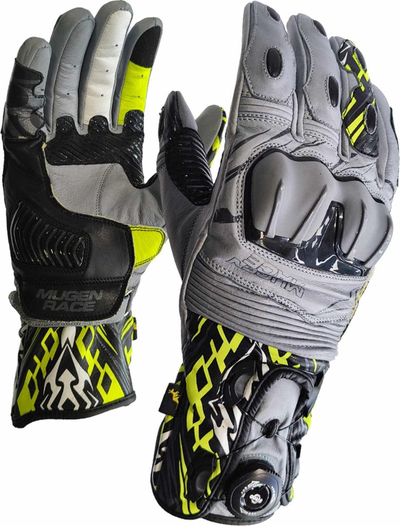 MUGENRACE Cowy Kangaroo Motor rad Handschuhe, grau/neongelb, S
