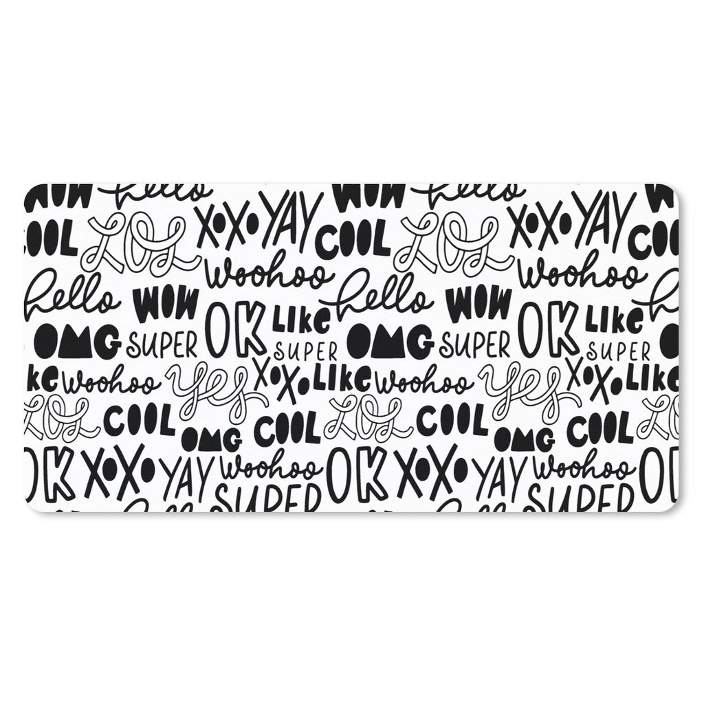 MuchoWow Schreibtischunterlage Muster - Teenager - Zitate - Briefe 80x40 cm - XXL Mauspad - Gaming Mauspad