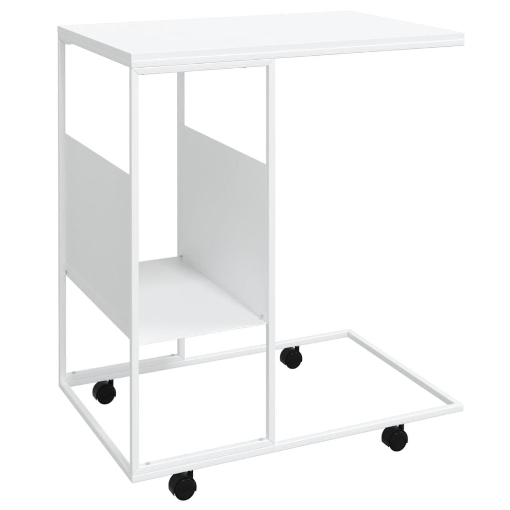 Maison Exclusive - Beistelltisch mit Rollen Weiß 55x36x63,5 cm Holzwerkstoff