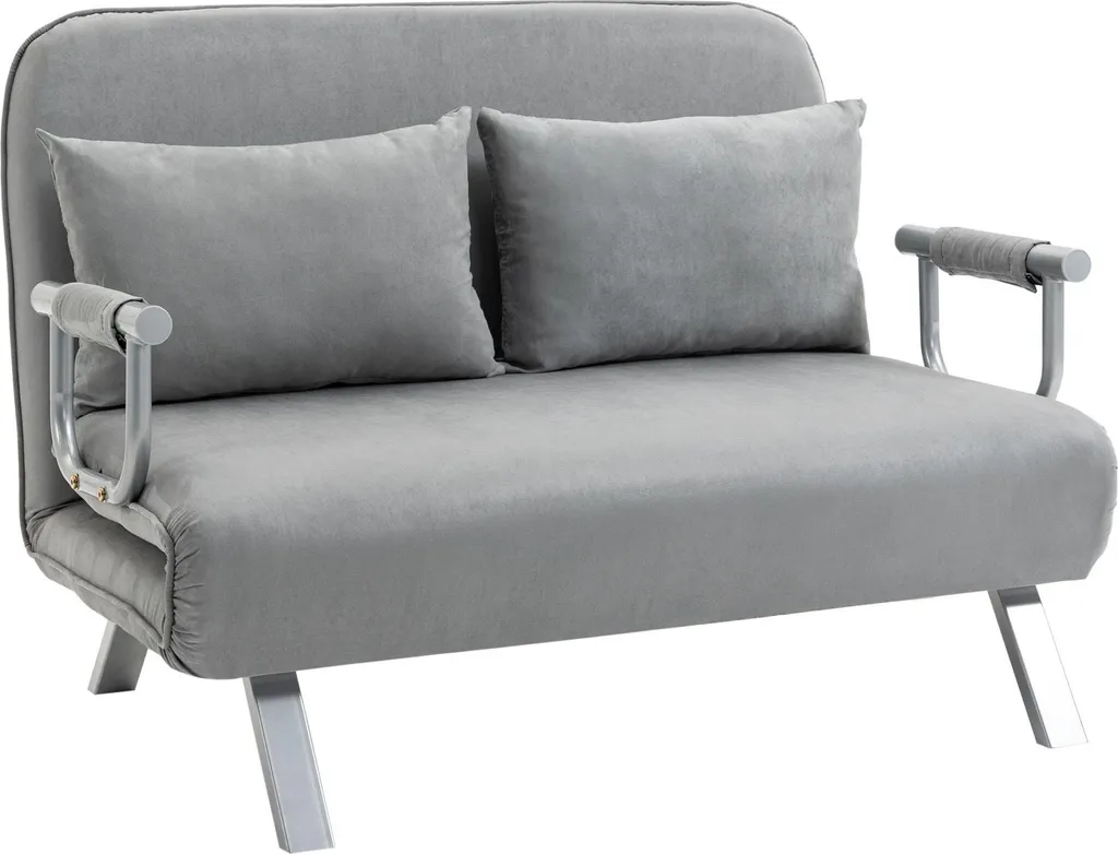 Canapé-lit d'appoint 2 places gris pour studio et chambre d'amis