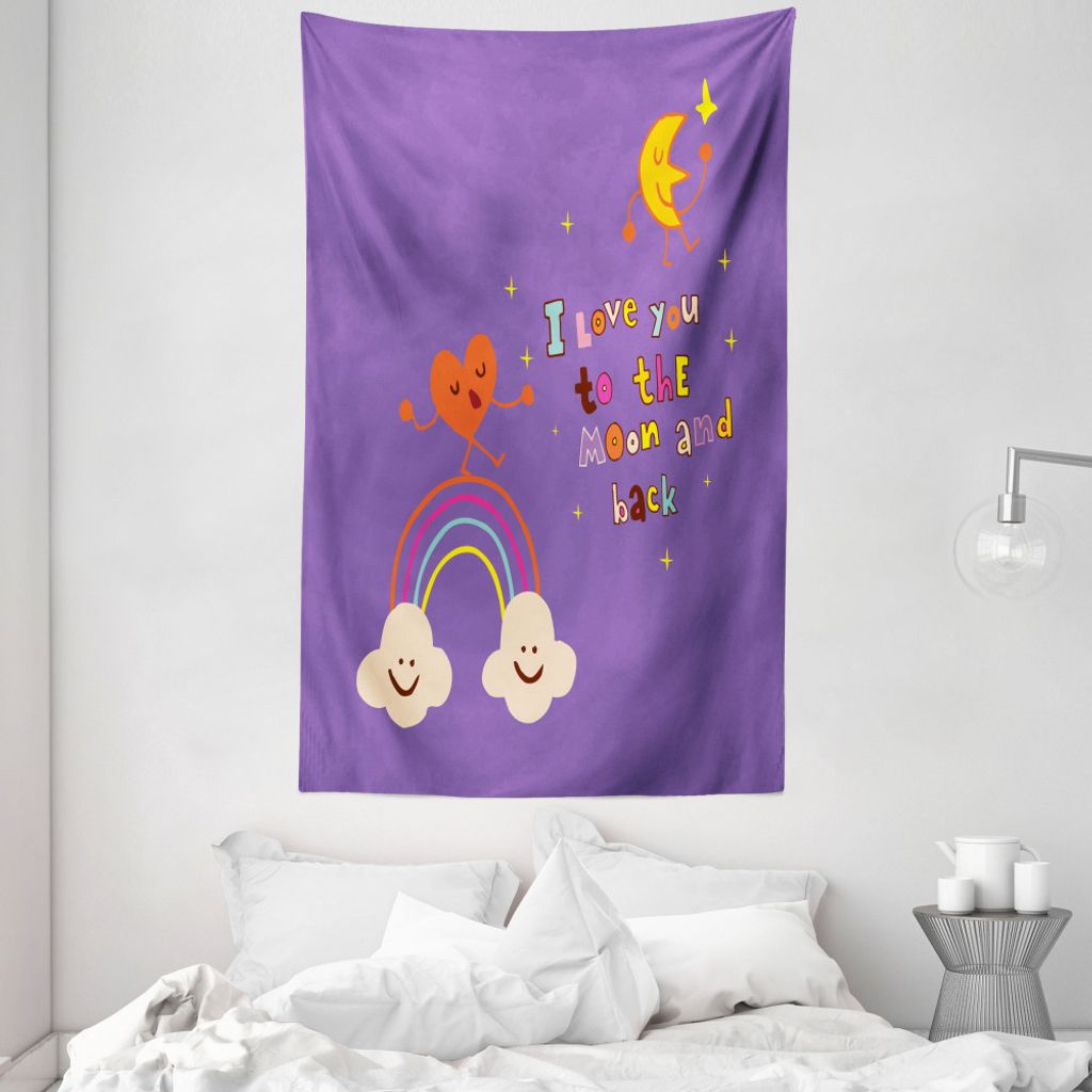 ABAKUHAUS Ich liebe dich Wandteppich und Tagesdecke, Magie Glückliche Regenbogen aus Weiches Mikrofaser Stoff Waschbar ohne Verblassen Digitaldruc...