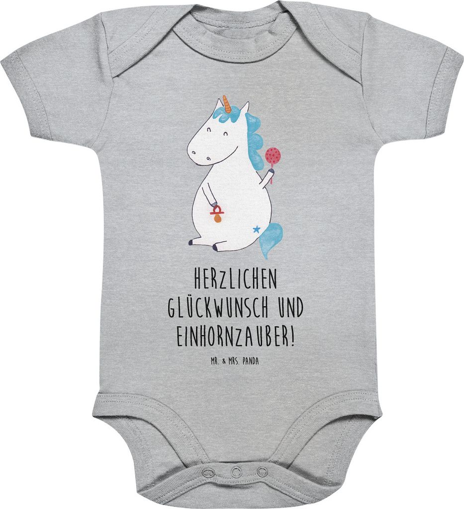 Mr. & Mrs. Panda Strampler Einhorn Baby 12. - 18. Monat - Heather Grey - Geschenk, Einhörner, Mutter, Geburt, Unicorn, Babystrampler, Geburtstag, ...