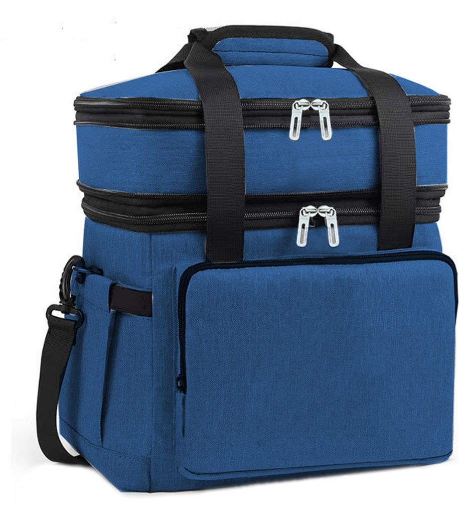 Isolierte Lunchtasche, 18 l, doppelstöckig, große, wiederverwendbare Lunchbox, auslaufsicher, erweiterbare Tragetasche, Kühltasche mit Multifunk...