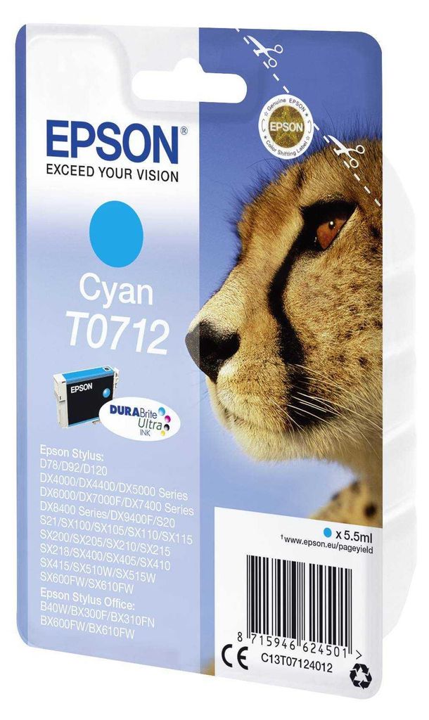 Patrone Epson T0712 cyan                               Produktbild 